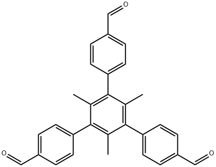 5'-(4-formylphenyl)-2',4',6'-trimethyl-[1,1':3',1''-terphenyl]-4,4''-dicarbaldehyde Struktur