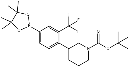 3-Trifluoromethyl-4-(N-Boc-piperidin-3-yl)phenylboronic acid pinacol ester Struktur