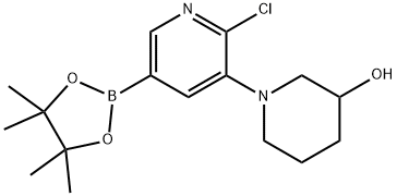 6-Chloro-5-(3-hydroxypiperidin-1-yl)pyridine-3-boronic acid pinacol ester|