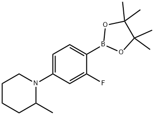 2-Fluoro-4-(2-methylpiperidin-1-yl)phenylboronic acid pinacol ester, 2223004-49-5, 结构式