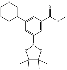 methyl 3-(tetrahydro-2H-pyran-3-yl)-5-(4,4,5,5-tetramethyl-1,3,2-dioxaborolan-2-yl)benzoate 结构式