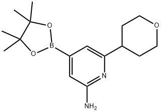 6-(tetrahydro-2H-pyran-4-yl)-4-(4,4,5,5-tetramethyl-1,3,2-dioxaborolan-2-yl)pyridin-2-amine 结构式