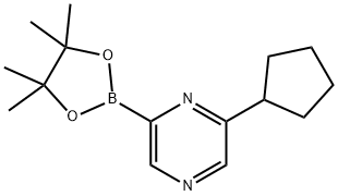 2-cyclopentyl-6-(4,4,5,5-tetramethyl-1,3,2-dioxaborolan-2-yl)pyrazine, 2223039-06-1, 结构式