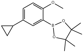 2-(5-环丙基-2-甲氧基苯基)-4,4,5,5-四甲基-1,3,2-二氧硼杂环戊烷, 2223039-51-6, 结构式