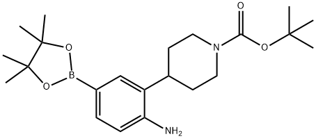 tert-butyl 4-(2-amino-5-(4,4,5,5-tetramethyl-1,3,2-dioxaborolan-2-yl)phenyl)piperidine-1-carboxylate 结构式