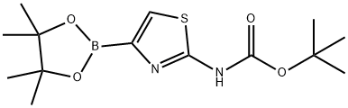 (4-(4,4,5,5-四甲基-1,3,2-二氧硼烷-2-基)噻唑-2-基)氨基甲酸叔丁酯, 2223044-39-9, 结构式