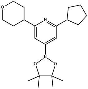 2-Cyclopentyl-6-(oxan-4-yl)pyridine-4-boronic acid pinacol ester, 2223045-80-3, 结构式