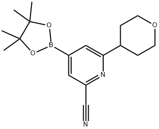 2-Cyano-6-(oxan-4-yl)pyridine-4-boronic acid pinacol ester Struktur