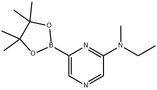 N-ethyl-N-methyl-6-(4,4,5,5-tetramethyl-1,3,2-dioxaborolan-2-yl)pyrazin-2-amine 结构式
