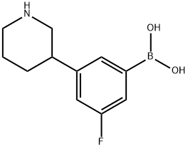 3-(Piperidin-3-yl)-5-fluorophenylboronic acid, 2225152-39-4, 结构式
