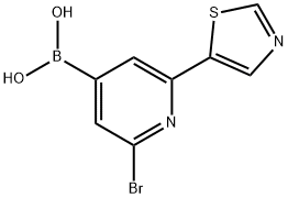 2-Bromo-6-(thiazol-5-yl)pyridine-4-boronic acid 结构式