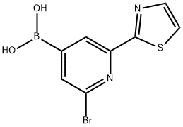 2-Bromo-6-(thiazol-2-yl)pyridine-4-boronic acid 结构式