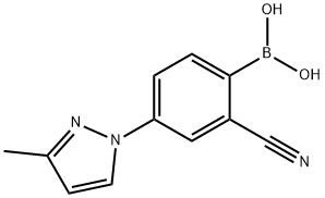 2-Cyano-4-(3-methyl-1H-pyrazol-1-yl)phenylboronic acid 化学構造式