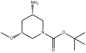 (3S,5R)-3-氨基-5-甲氧基哌啶-1-羧酸叔丁酯 结构式
