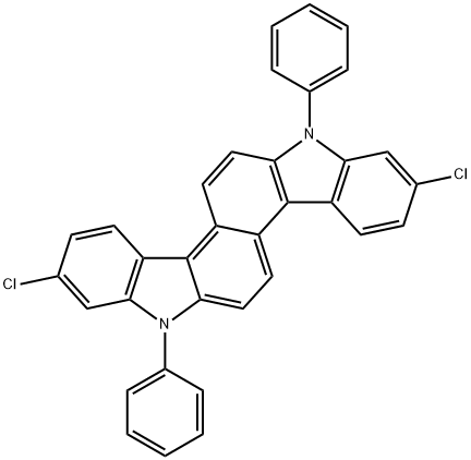 3,10-dichloro-1,8-diphenyl-1,8-dihydrocarbazolo[4,3-c]carbazole 结构式