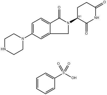(S)-3-(1-氧代-5-(哌嗪-1-基)异吲哚啉-2-基)哌啶-2,6-二酮苯磺酸盐, 2229714-16-1, 结构式