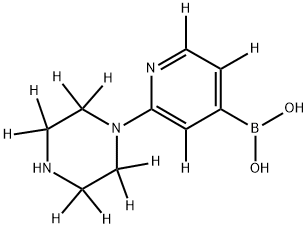 (2-(piperazin-1-yl-2,2,3,3,5,5,6,6-d8)pyridin-4-yl-3,5,6-d3)boronic acid Struktur
