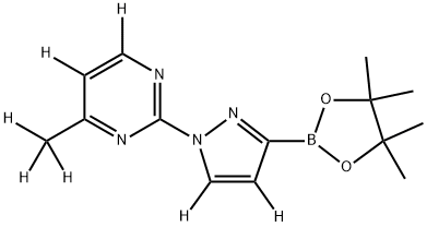 4-(methyl-d3)-2-(3-(4,4,5,5-tetramethyl-1,3,2-dioxaborolan-2-yl)-1H-pyrazol-1-yl-4,5-d2)pyrimidine-5,6-d2 结构式