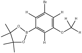 2-(3-bromo-5-(methoxy-d3)phenyl-2,4,6-d3)-4,4,5,5-tetramethyl-1,3,2-dioxaborolane Struktur