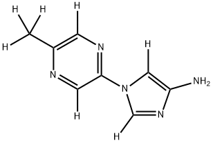 1-(5-(methyl-d3)pyrazin-2-yl-3,6-d2)-1H-imidazol-2,5-d2-4-amine Structure