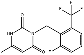2,4(1H,3H)-Pyrimidinedione, 3-[[2-fluoro-6-(trifluoromethyl)phenyl]methyl]-6-methyl-, 2354391-45-8, 结构式