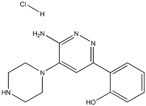 2-(6-amino-5-(piperazin-1-yl)pyridazin-3-yl)phenol hydrochloride Structure