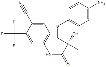 (R)-3-((4-aminophenyl)thio)-N-(4-cyano-3-(trifluoromethyl)phenyl)-2-hydroxy-2-methylpropanamide 化学構造式