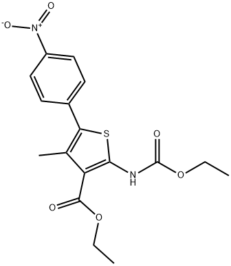 ethyl 2-((ethoxycarbonyl)amino)-4-methyl-5-(4-nitrophenyl)thiophene-3-carboxylate Struktur