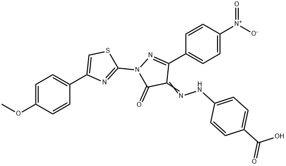 4-{2-[1-[4-(4-methoxyphenyl)-1,3-thiazol-2-yl]-3-(4-nitrophenyl)-5-oxo-1,5-dihydro-4H-pyrazol-4-ylidene]hydrazino}benzoic acid Structure