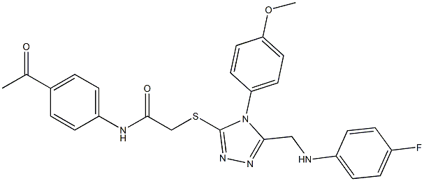N-(4-acetylphenyl)-2-{[5-[(4-fluoroanilino)methyl]-4-(4-methoxyphenyl)-4H-1,2,4-triazol-3-yl]sulfanyl}acetamide Struktur