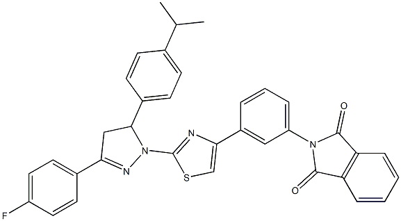 2-(3-{2-[3-(4-fluorophenyl)-5-(4-isopropylphenyl)-4,5-dihydro-1H-pyrazol-1-yl]-1,3-thiazol-4-yl}phenyl)-1H-isoindole-1,3(2H)-dione Structure