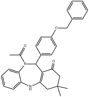 10-acetyl-11-[4-(benzyloxy)phenyl]-3,3-dimethyl-2,3,4,5,10,11-hexahydro-1H-dibenzo[b,e][1,4]diazepin-1-one|