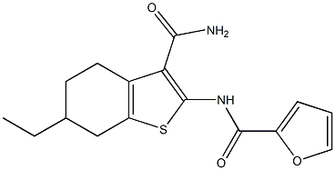N-[3-(aminocarbonyl)-6-ethyl-4,5,6,7-tetrahydro-1-benzothien-2-yl]-2-furamide 结构式