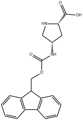 (2S,4S)-4-((((9H-芴-9-基)甲氧基)羰基)氨基)吡咯烷-2-羧酸, 400653-49-8, 结构式