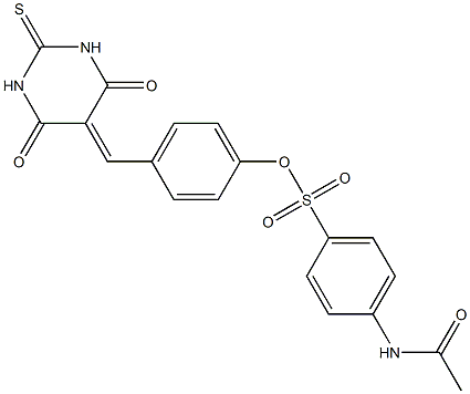 4-[(4,6-dioxo-2-thioxotetrahydro-5(2H)-pyrimidinylidene)methyl]phenyl 4-(acetylamino)benzenesulfonate 结构式