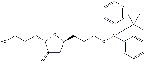 3-((2S,5S)-5-(3-((tert-butyldiphenylsilyl)oxy)propyl)-3-methylenetetrahydrofuran-2-yl)propan-1-ol Struktur