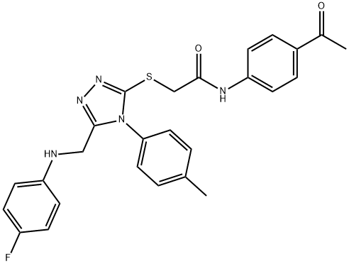 N-(4-acetylphenyl)-2-{[5-[(4-fluoroanilino)methyl]-4-(4-methylphenyl)-4H-1,2,4-triazol-3-yl]sulfanyl}acetamide Struktur