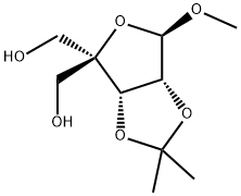 4-C-羟甲基-2,3-O-异亚丙基-1-O-甲基-Β-D-呋喃核糖,55797-67-6,结构式