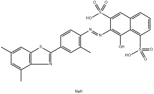1,6-Naphthalenedisulfonic acid, 7-[[4-(4,6-dimethyl-2-benzothiazolyl)-2-methylphenyl]azo]-8-hydroxy-, disodium salt Struktur