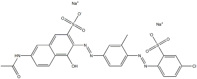 2-Naphthalenesulfonic acid, 7-(acetylamino)-3-[[4-[(4-chloro-2-sulfophenyl)azo]-3-methylphenyl]azo]-4-hydroxy-, disodium salt Structure