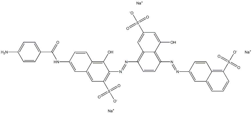 1-Naphthalenesulfonic acid, 6-[[4-[[6-[(4-aminobenzoyl)amino]-1-hydroxy-3-sulfo-2-naphthalenyl]azo]-8-hydroxy-6-sulfo-1-naphthalenyl]azo]-, trisodium salt Structure