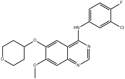 N-(3-chloro-4-fluorophenyl)-7-methoxy-6-((tetrahydro-2H-pyran-4-yl)oxy)quinazolin-4-amine,609767-39-7,结构式
