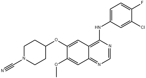 4-[(3-chloro-4-fluoro-phenyl)amino]-6-(1-cyano-piperidin-4-yloxy)-7-methoxy-quinazoline Structure