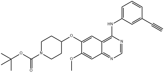 4-[(3-ethynyl-phenyl)amino]-6-[1-(tert.-butyloxycarbonyl)-piperidin-4-yloxy]-7-methoxy-quinazoline 结构式