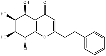 (5S,6S,7S,8R)-8-Chloro-5,6,7-trihydroxy-2-phenylethyl-5,6,7,8-tetrahydro-4H-chromen-4-one Structure