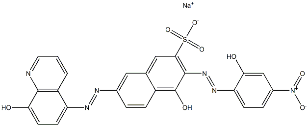2-Naphthalenesulfonic acid, 4-hydroxy-3-[(2-hydroxy-4-nitrophenyl)azo]-7-[(8-hydroxy-5-quinolinyl)azo]-, monosodium salt Struktur