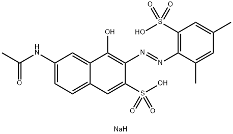 2-Naphthalenesulfonic acid, 6-(acetylamino)-3-[(2,4-dimethyl-6-sulfophenyl)azo]-4-hydroxy-, disodium salt 结构式