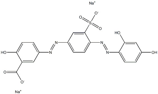 Benzoic acid, 5-[[4-[(2,4-dihydroxyphenyl)azo]-3-sulfophenyl]azo]-2-hydroxy-, disodium salt Structure