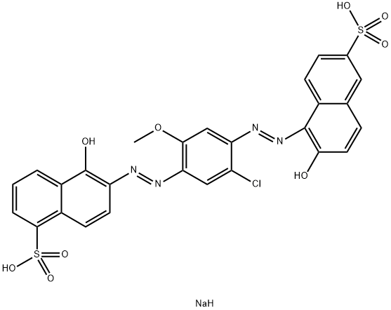 1-Naphthalenesulfonic acid, 6-[[5-chloro-4-[(2-hydroxy-6-sulfo-1-naphthalenyl)azo]-2-methoxyphenyl]azo]-5-hydroxy-, disodium salt Structure