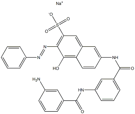 2-Naphthalenesulfonic acid, 7-[[3-[(3-aminobenzoyl)amino]benzoyl]amino]-4-hydroxy-3-(phenylazo)-, monosodium salt Structure